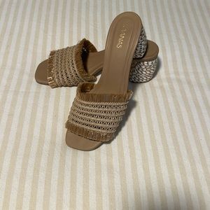 Raffia braided heels